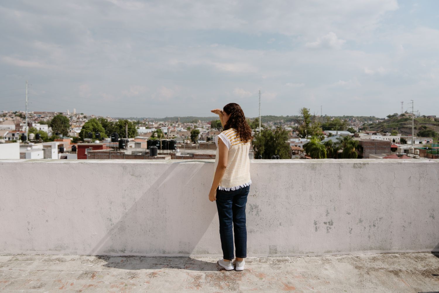 Beatriz looking out over the city