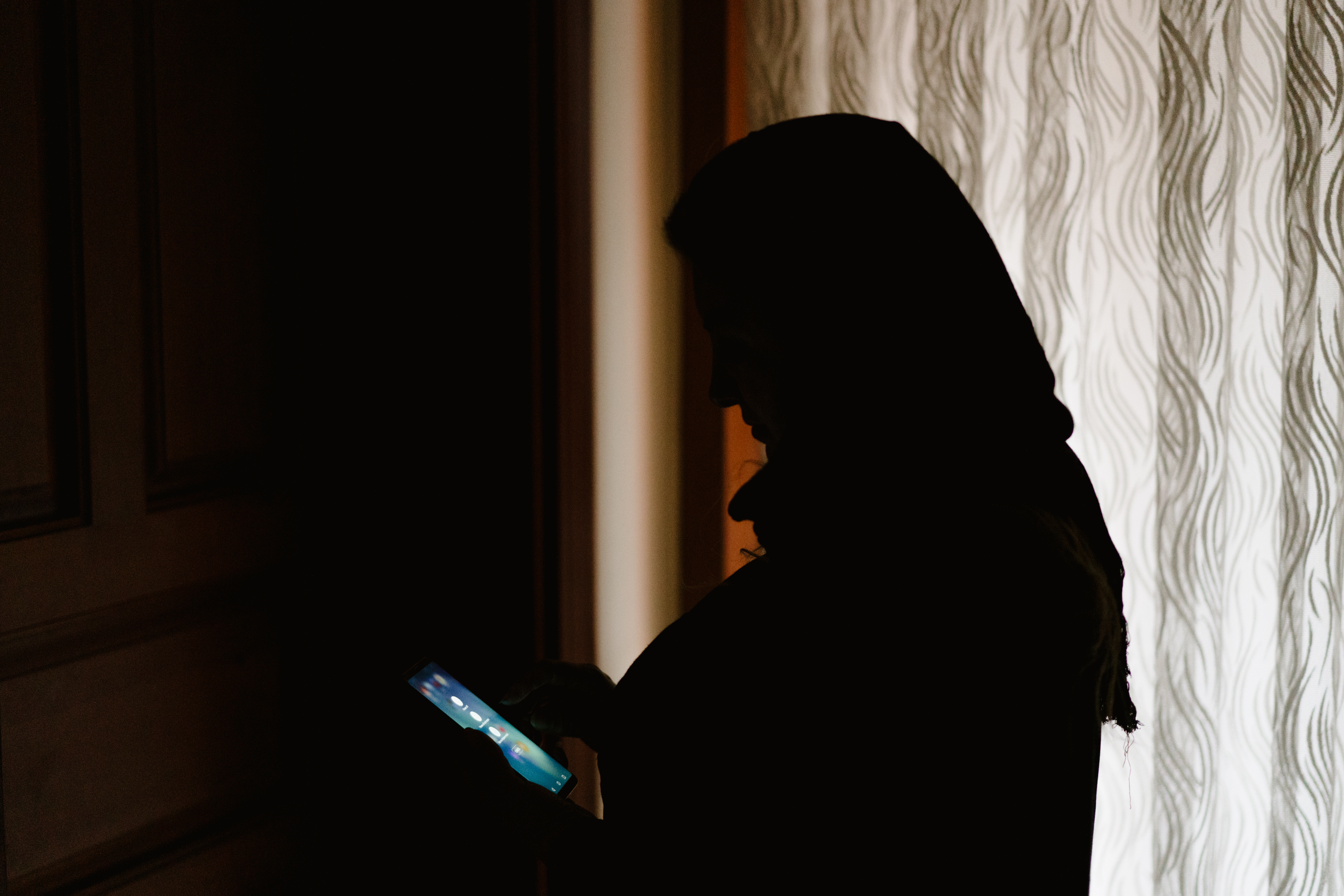 Somayeh on her phone