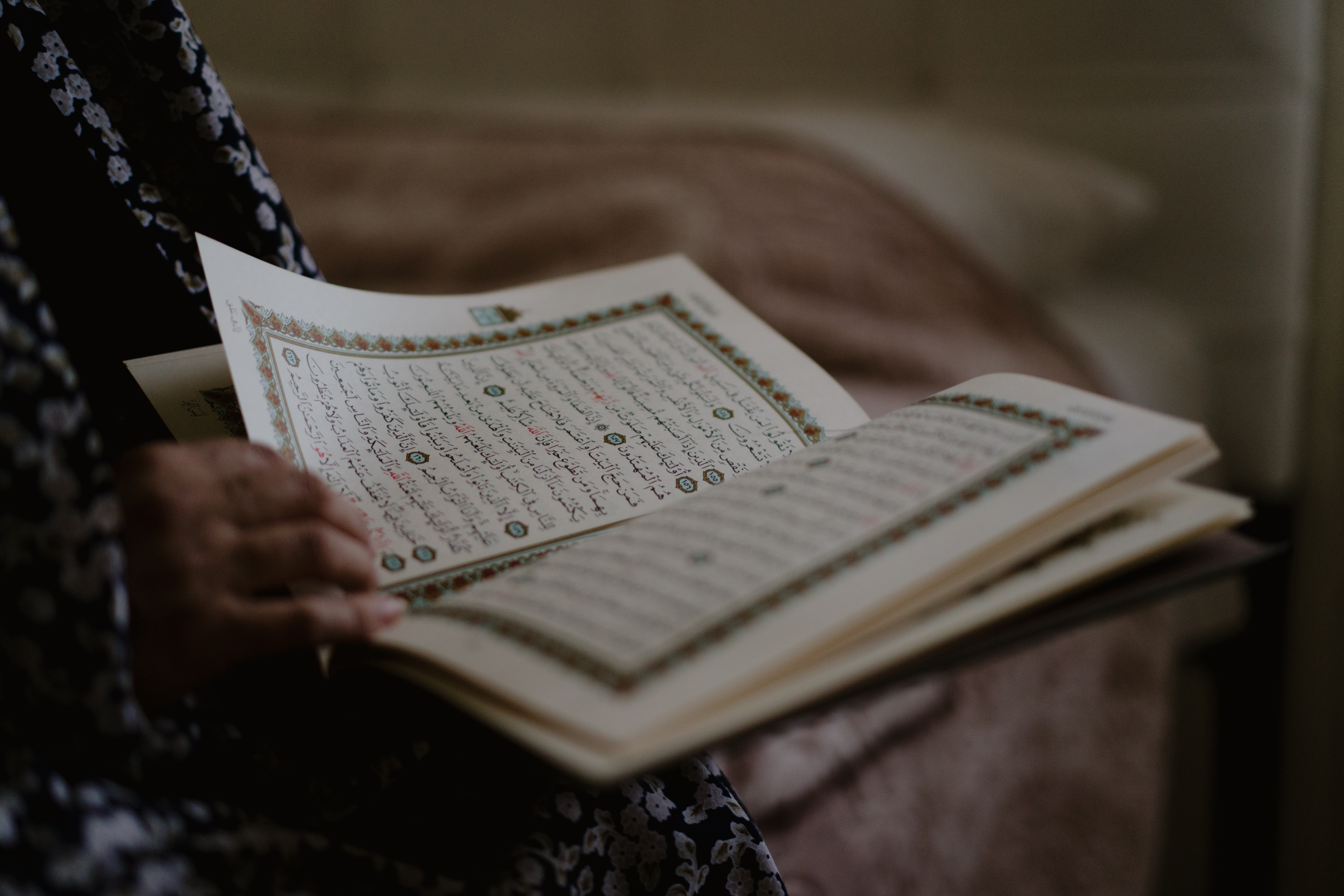 Somayeh reading in the Quran closeup