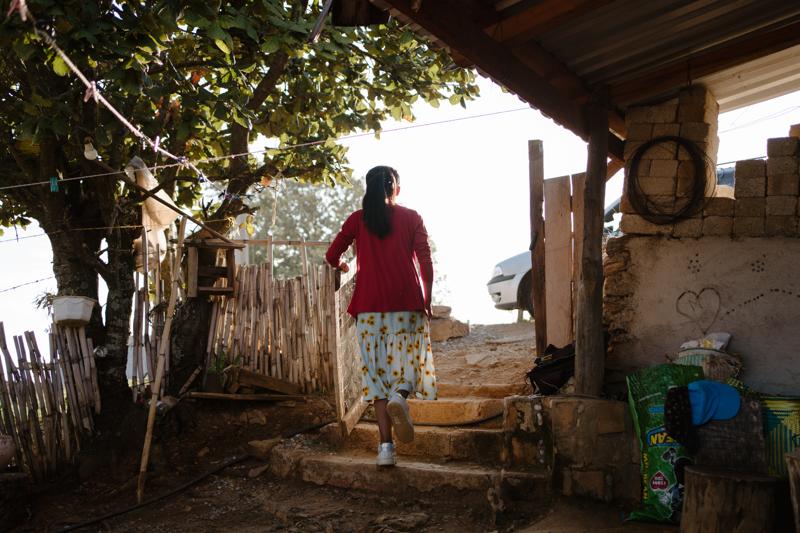 Alicia walkign outside