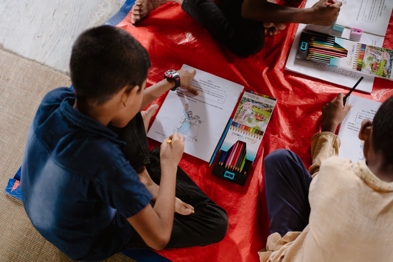 Robin drawing in Sunday school