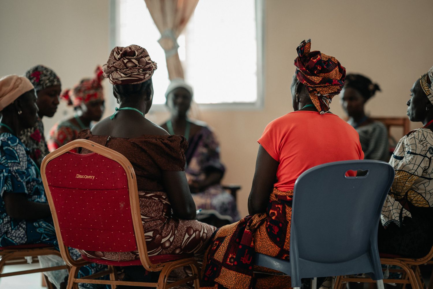 Christian women receiving teaching at the trauma center in Nigeria